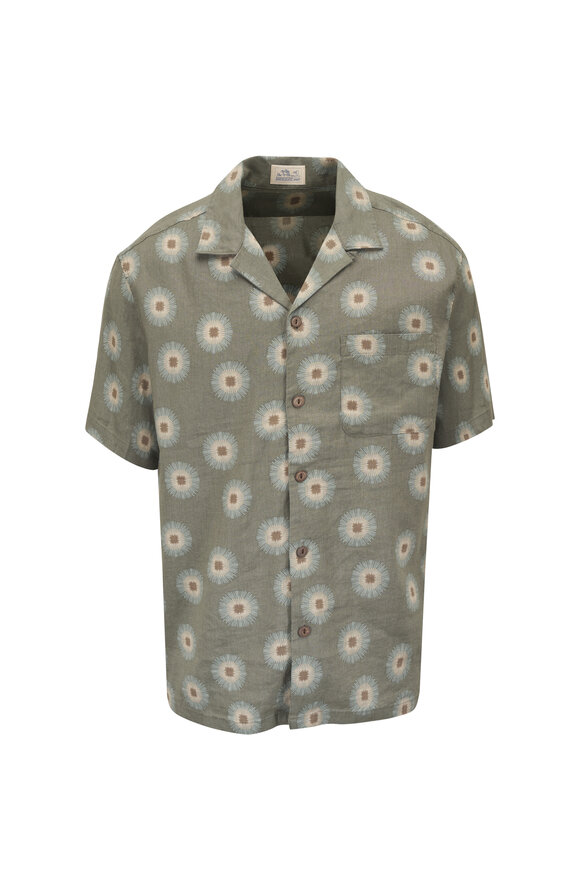 Faherty Brand Breeze Island Olive Fireworks Camp Shirt