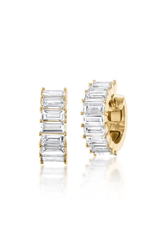 Nam Cho 18k Yellow Gold Diamond Baguette Hoop Earring - view 1