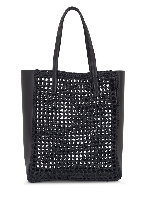 Khaite Large Zoe Black Patchwork Raffia Tote - view 3