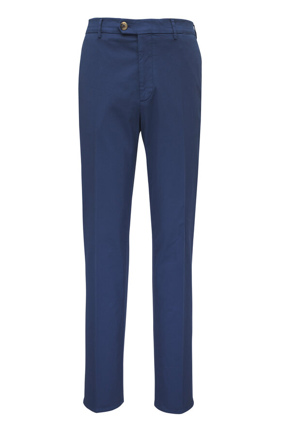Brunello Cucinelli Denim Flat Front Stretch Cotton Chino