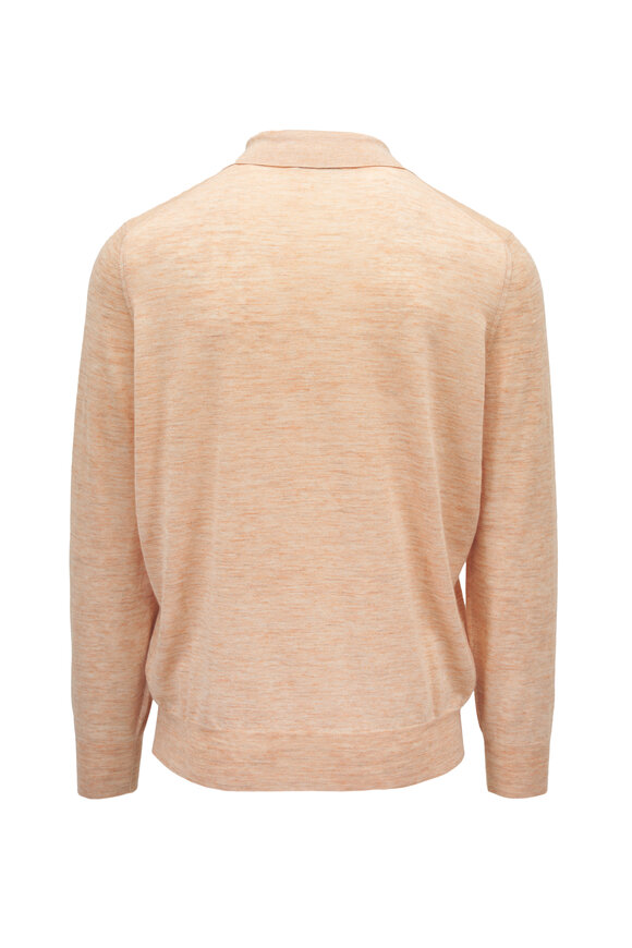 Brunello Cucinelli - Apricot Cashmere, Silk & Linen Long Sleeve Polo