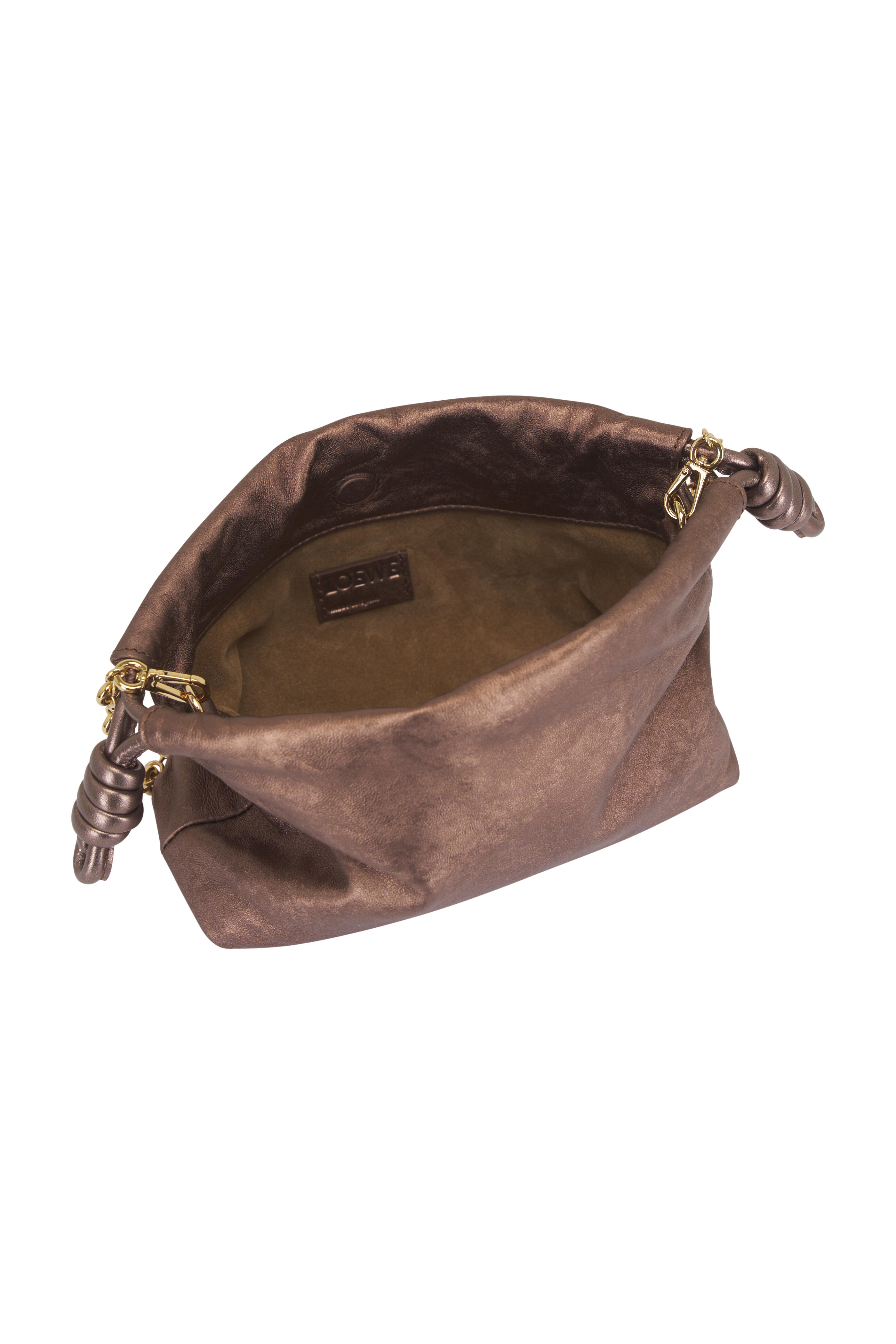 Loewe - Mini Flamenco Moiré Printed Bronze Leather Clutch