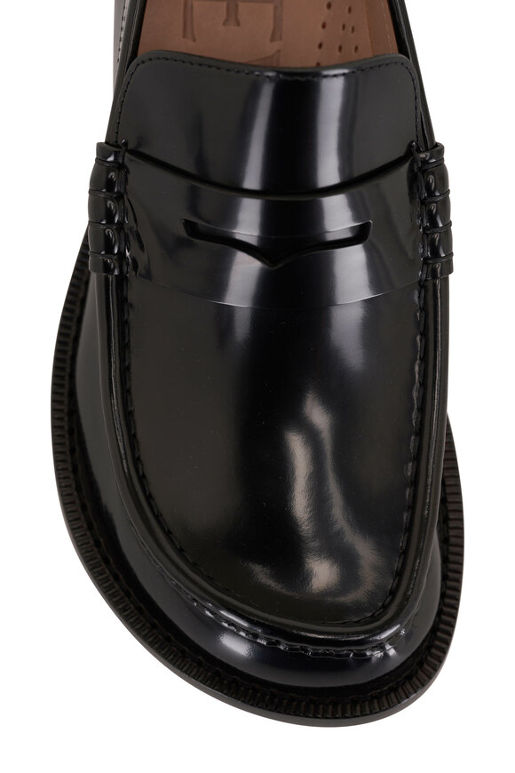 Loewe - Campo Black Leather Kitten Heel Loafer, 40mm