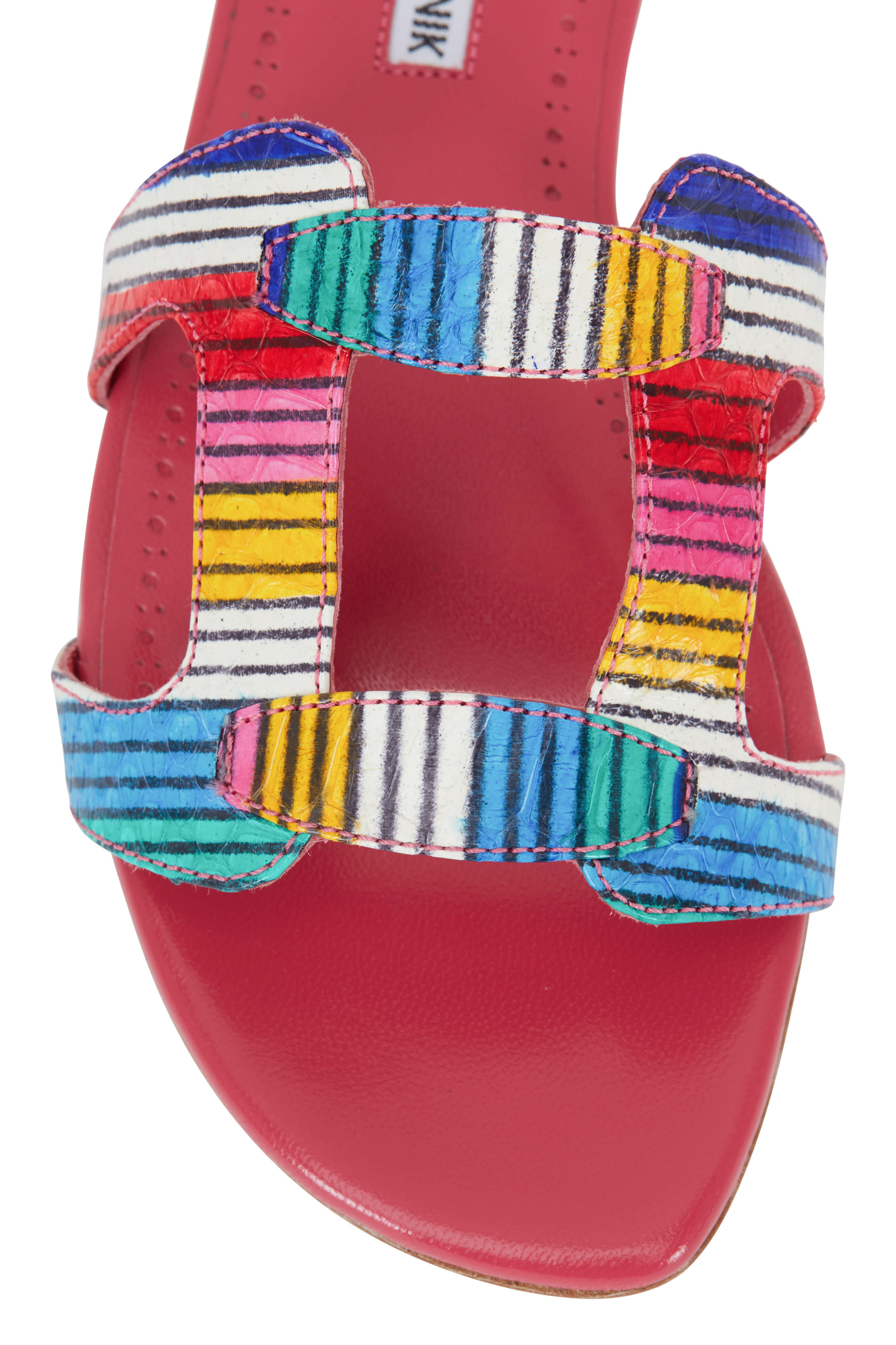 Manolo Blahnik - Grellaperf Multi-Color Snakeskin Flat Sandal