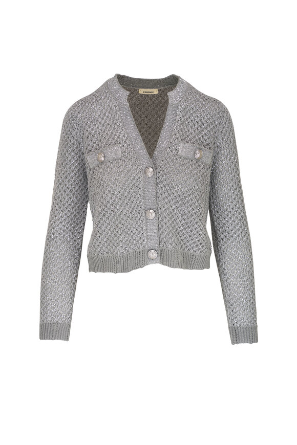 L'Agence Blanca Sequin Cropped Cardigan 