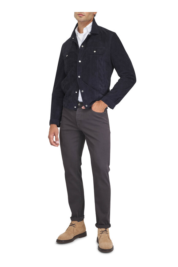 Brunello Cucinelli Brown Bull Denim Five-Pocket Traditional Fit Pant - view 2