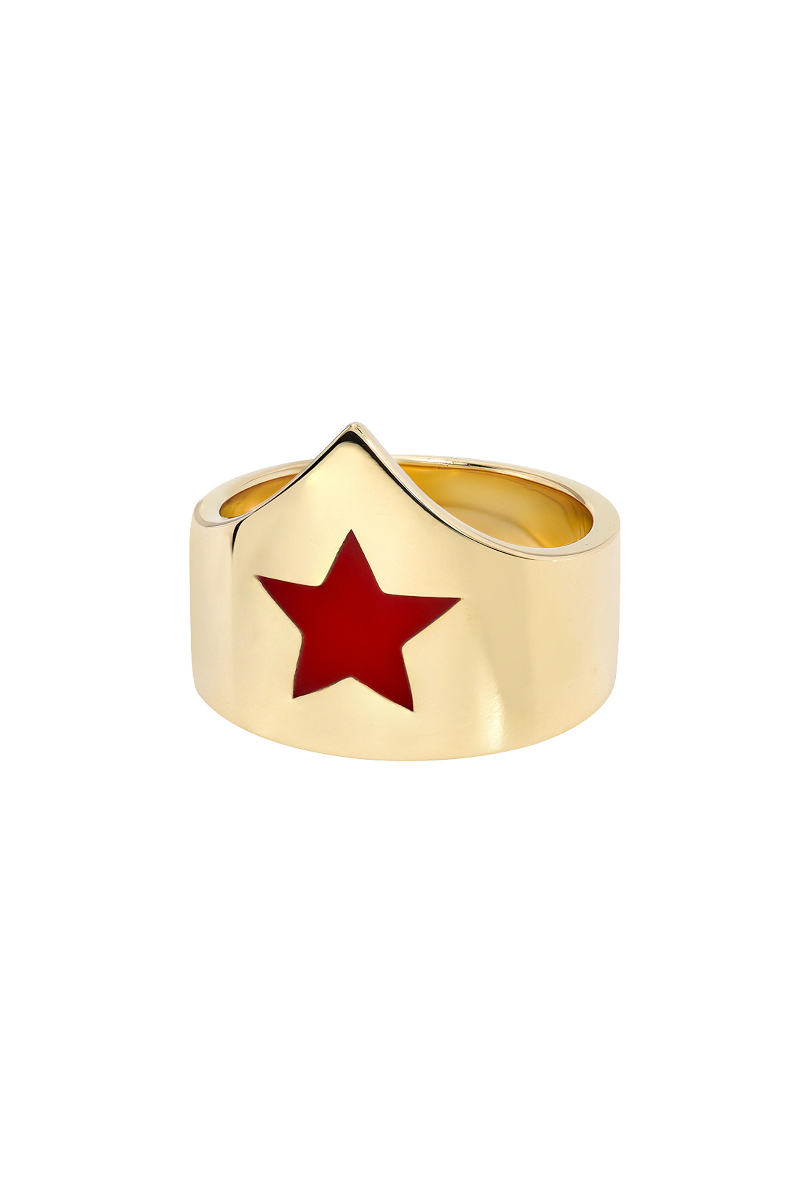 Dru - 14K Yellow Gold Red Enamel Wonder Woman Ring
