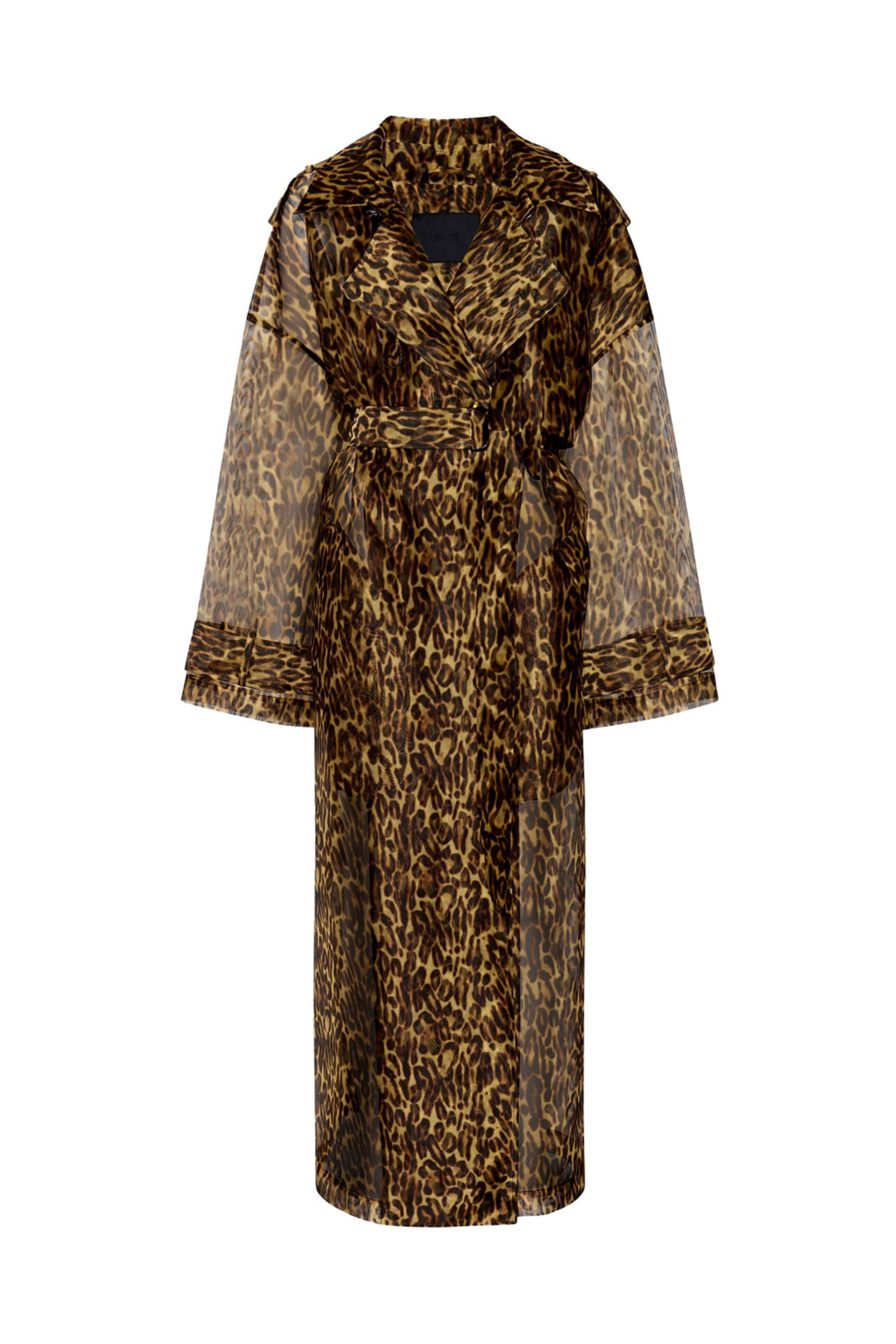 LaPointe - Leopard Organza Double Breasted Trench Coat