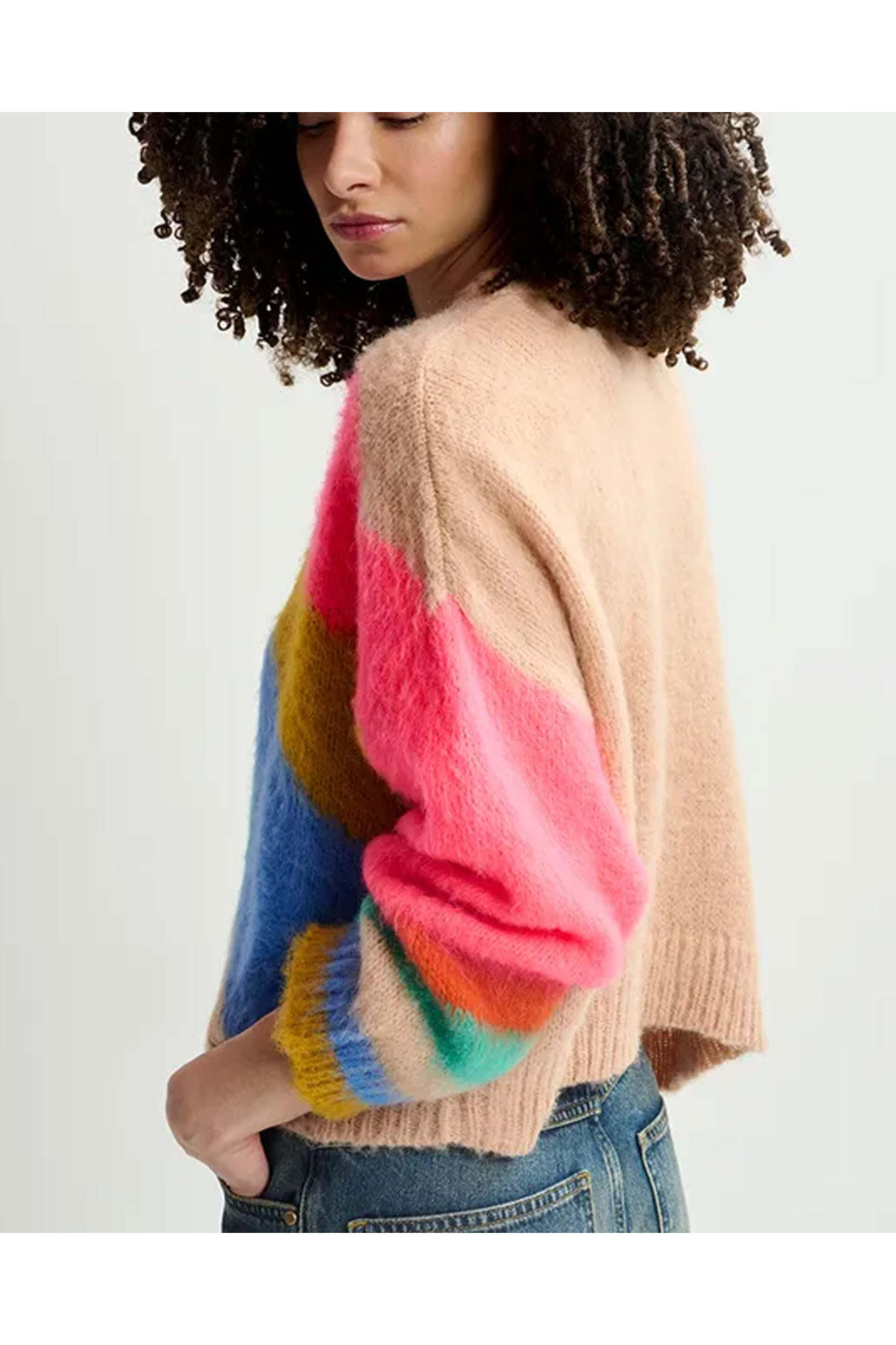 Essentiel Antwerp - Off White Multicolored Intarsia-Knitted Sweater
