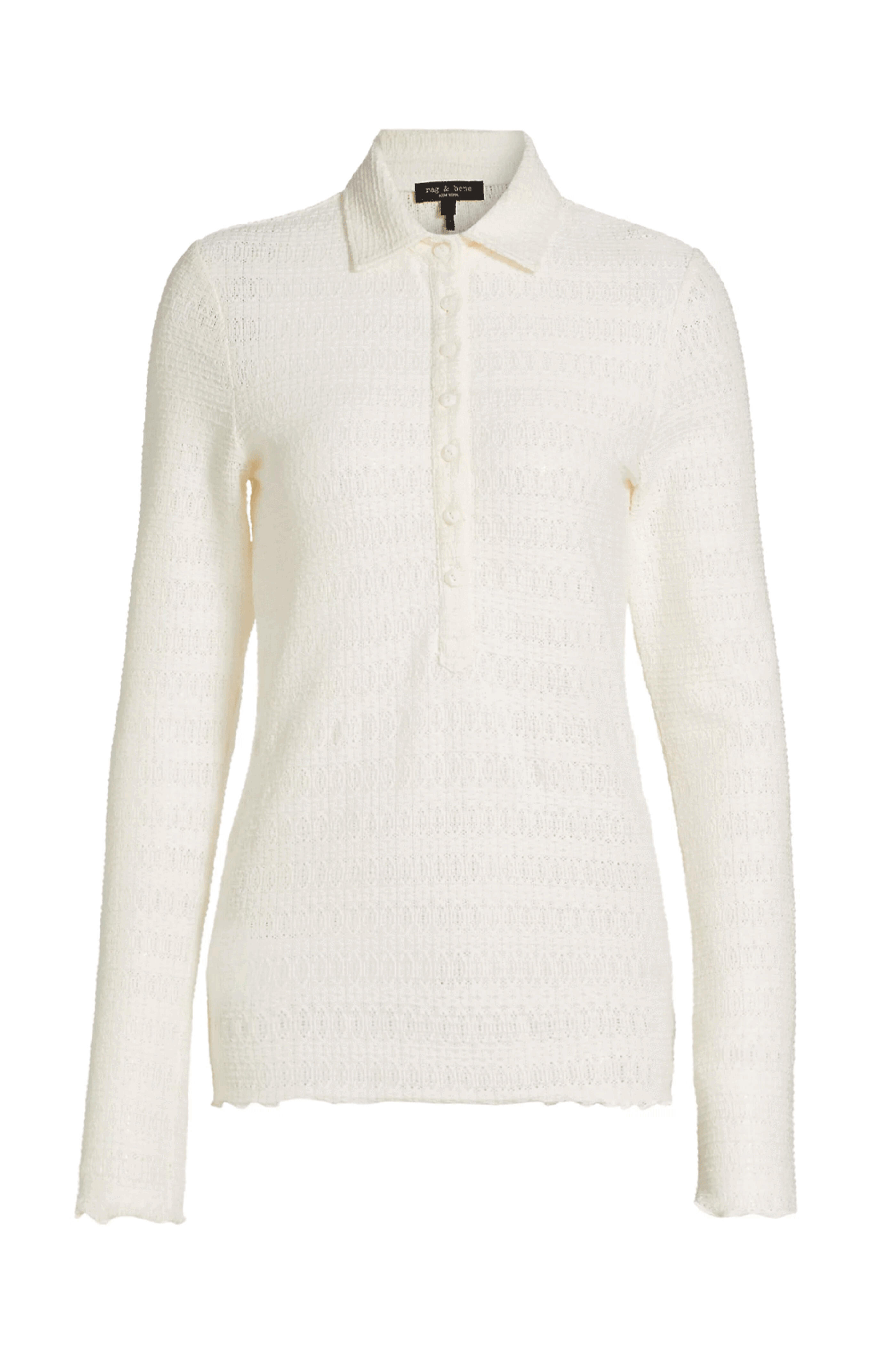 Rag & Bone - Ivory Julia Long Sleeve Polo