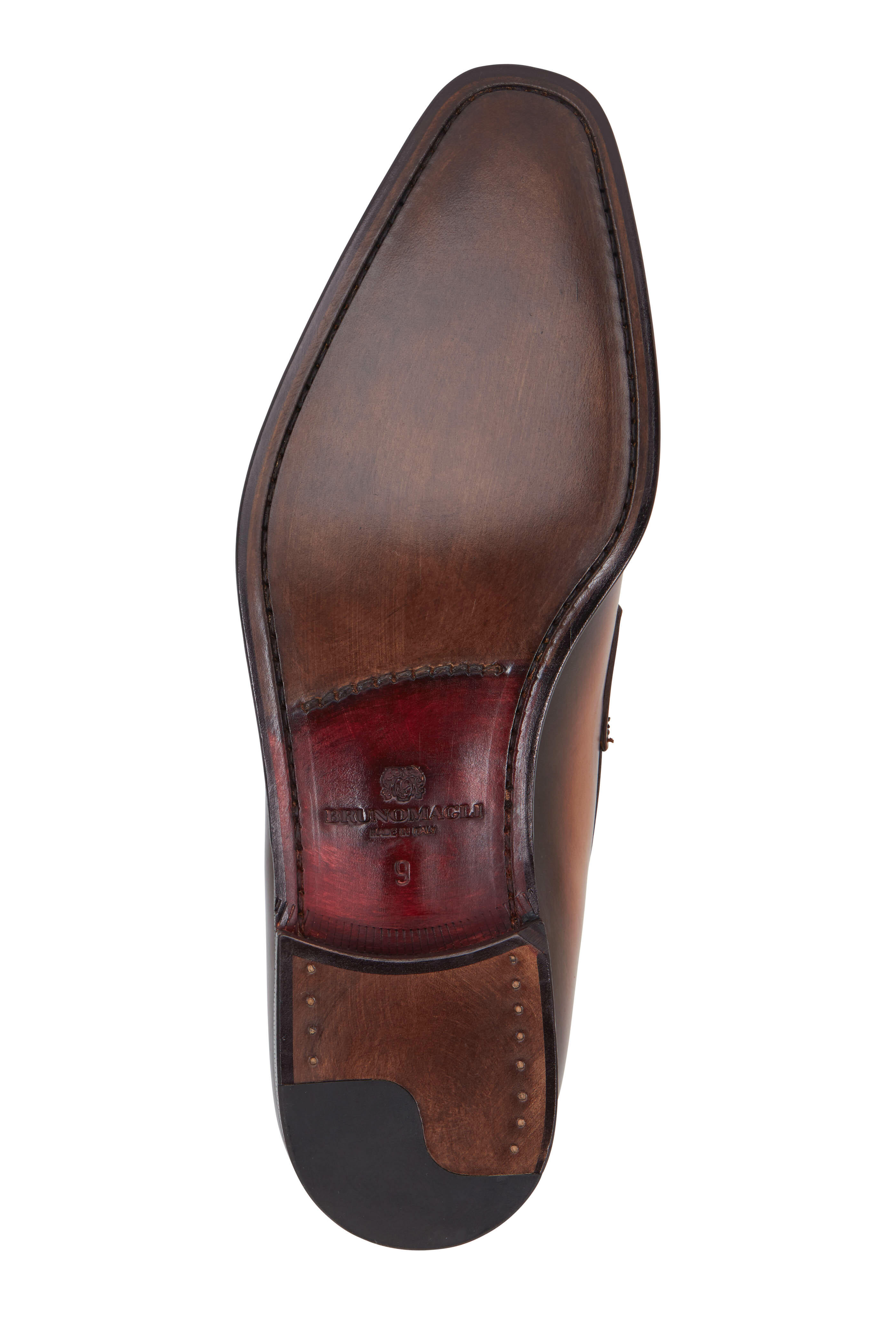 Bruno Magli Corrado Cognac Burnished Leather Penny Loafer