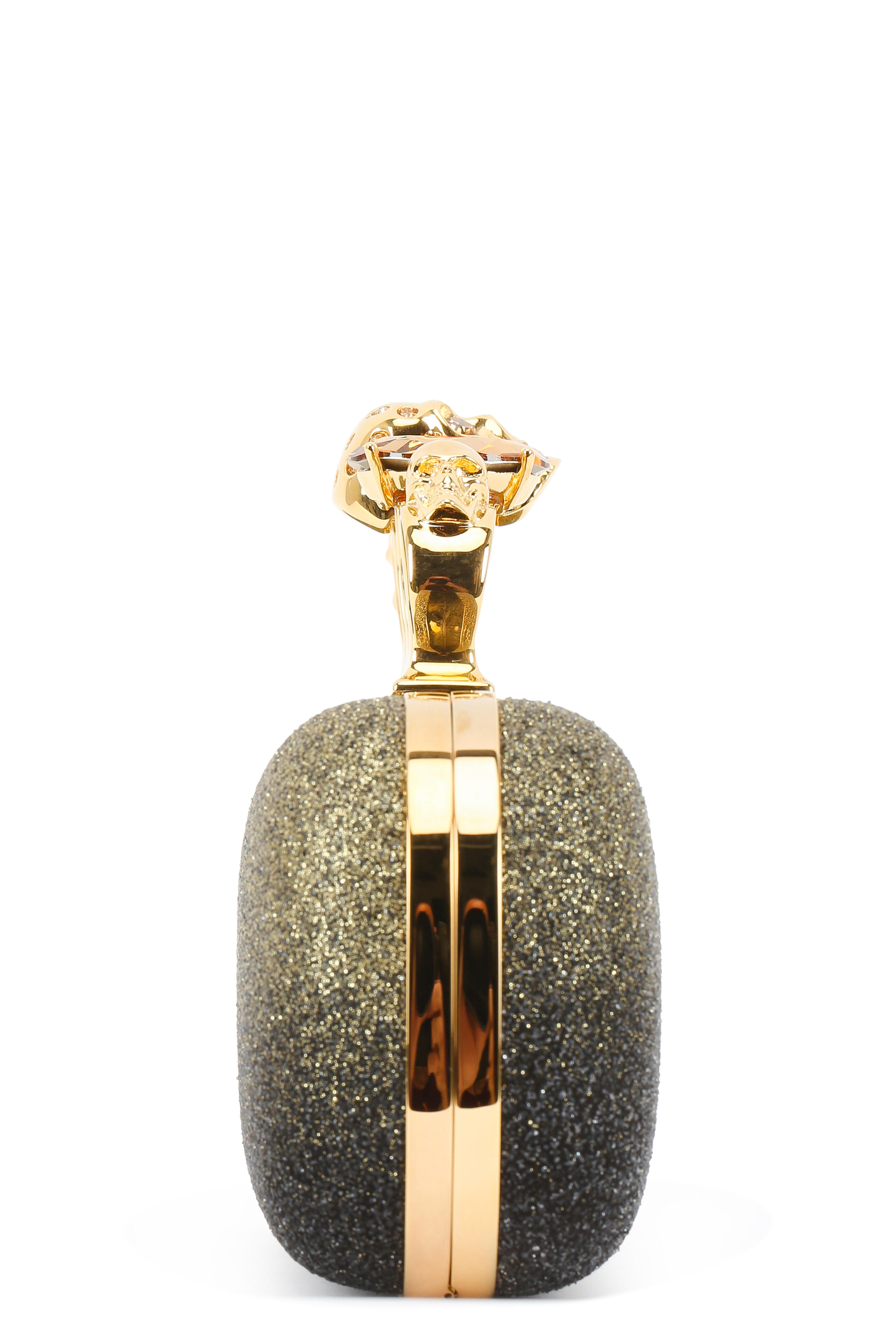 McQueen - Black & Gold Glitter Ombré Knuckle Clutch