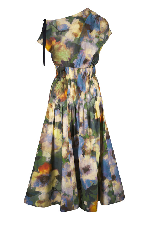 Lela Rose Multicolor Cactus Floral Print Cotton Dress