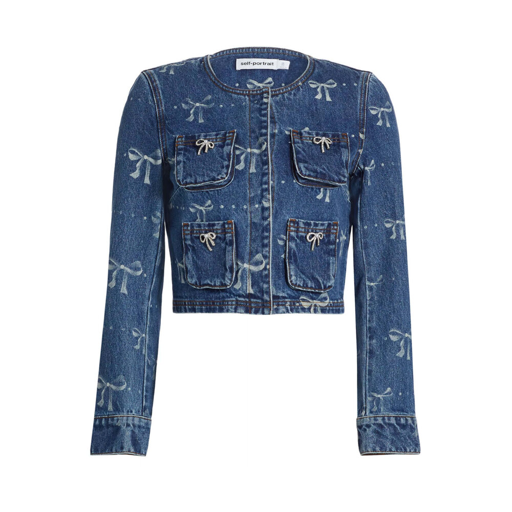 【関税&送料込】Self-portrait Jackets self-portrait-bow-print-denim-