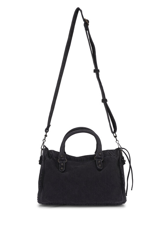 Balenciaga Small Le City Black Denim Top Handle Bag - view 3