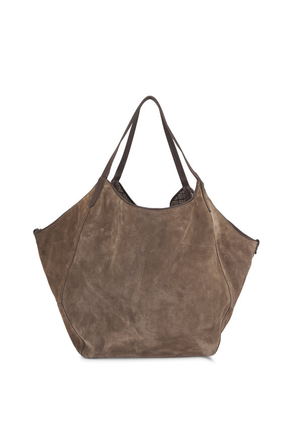 Brunello Cucinelli Duo Brown Suede Reversible Shopper Bag - view 1