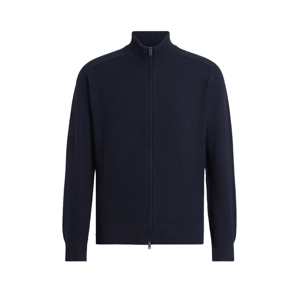 Ermenegildo Zegna ダークネイビー ニットジャケット Ermenegildo Zegna ダークネイビー ニットジャケット