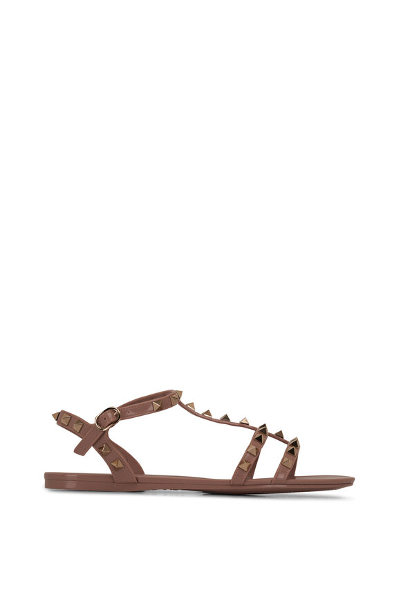 Valentino Garavani - Poudre Gold Rockstud Jelly Flat Sandal 