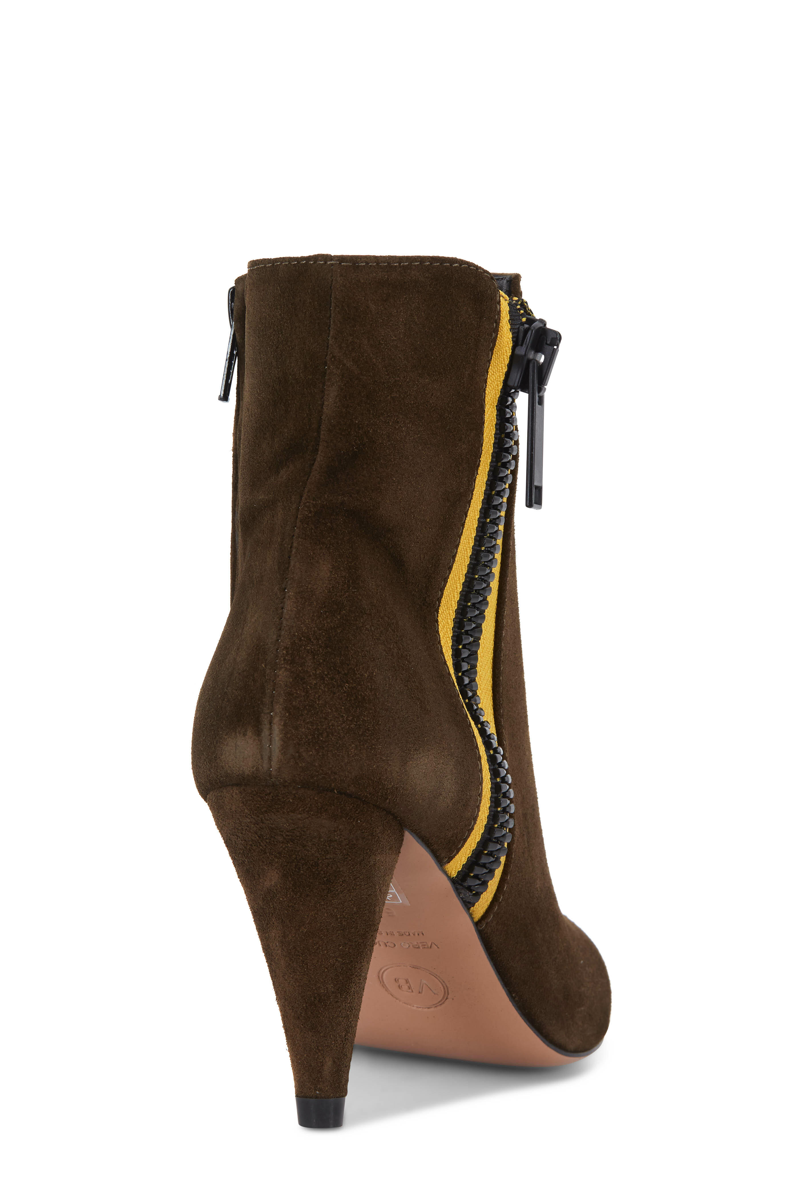 Veronica Beard - Roxie Military Green Suede Ankle Boot, 85mm