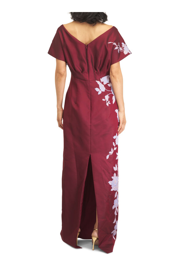 Lela Rose Rose Oxblood Lavender Fil Coupé Column Gown - view 4