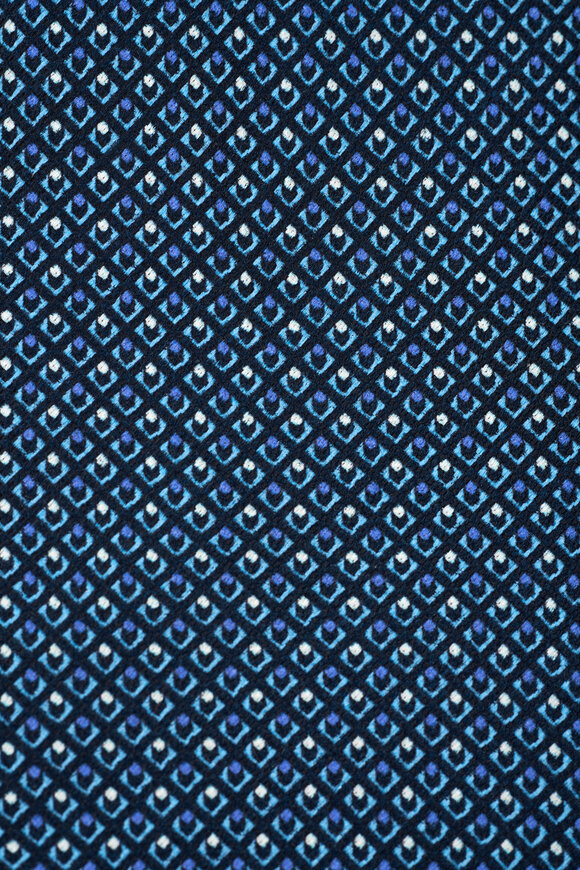 Brioni - Navy Blue Geometric Print Silk Necktie