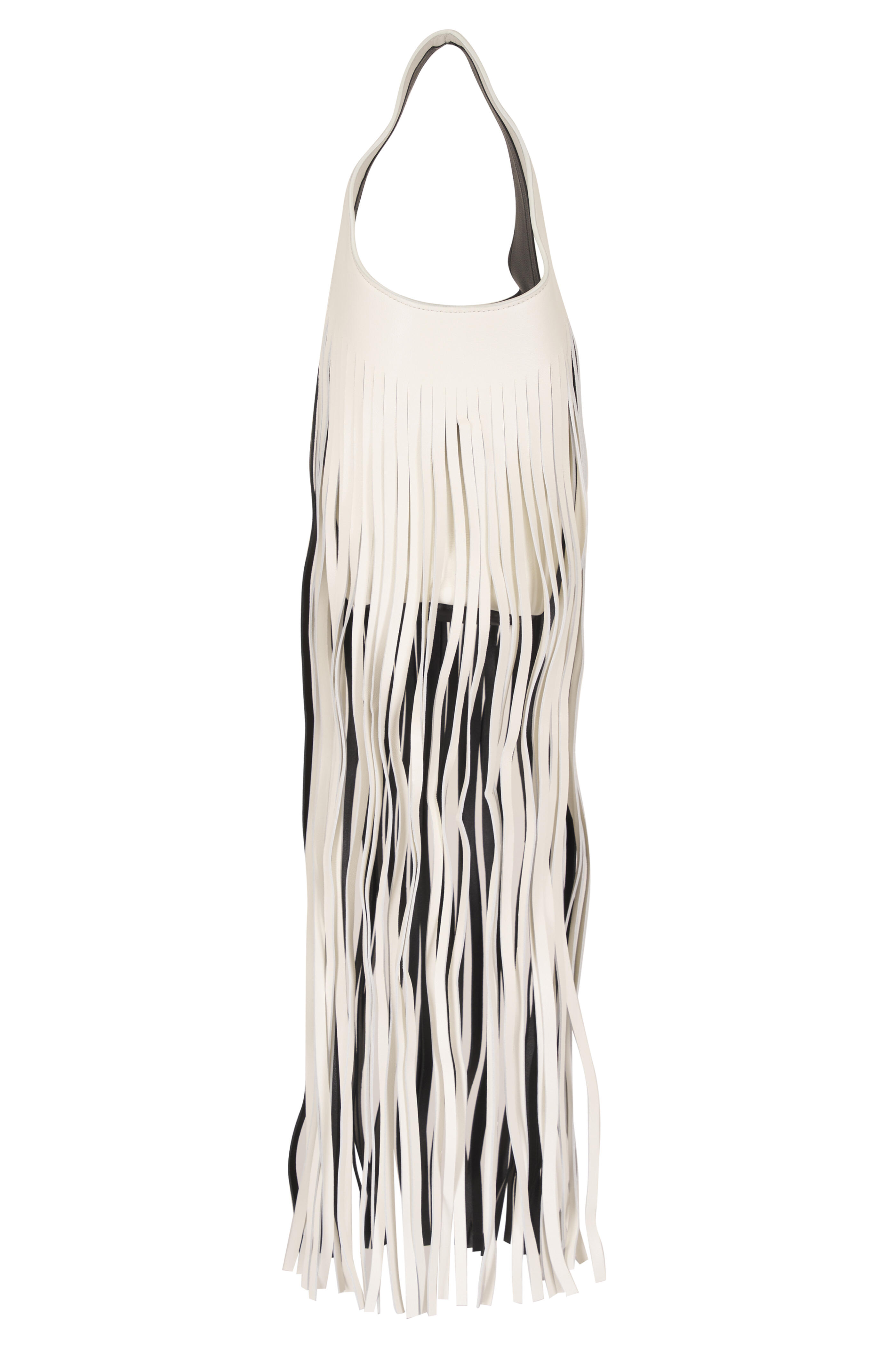Khaite - Small Livia Black & White Fringe Leather Bag - view 3