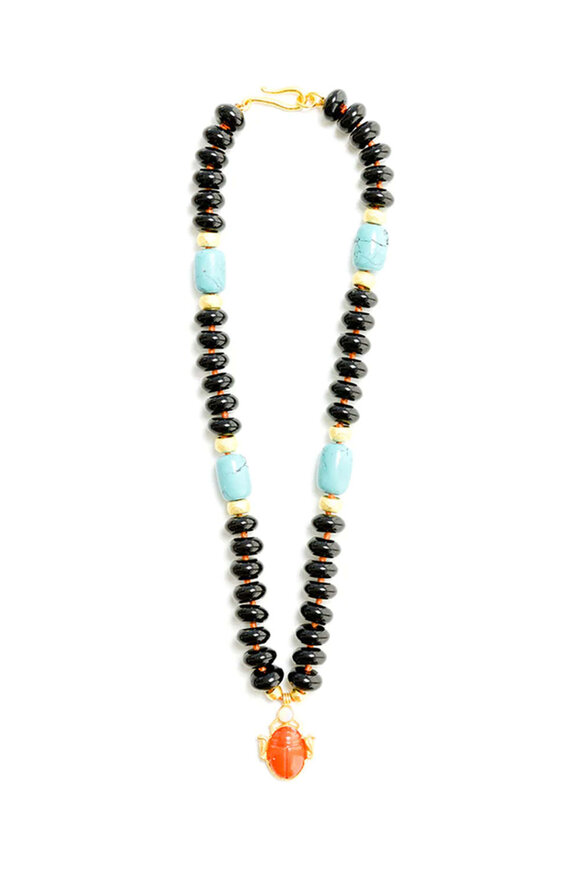 Darlene De Sedle Black Onyx Turquoise Cobra Necklace - view 2