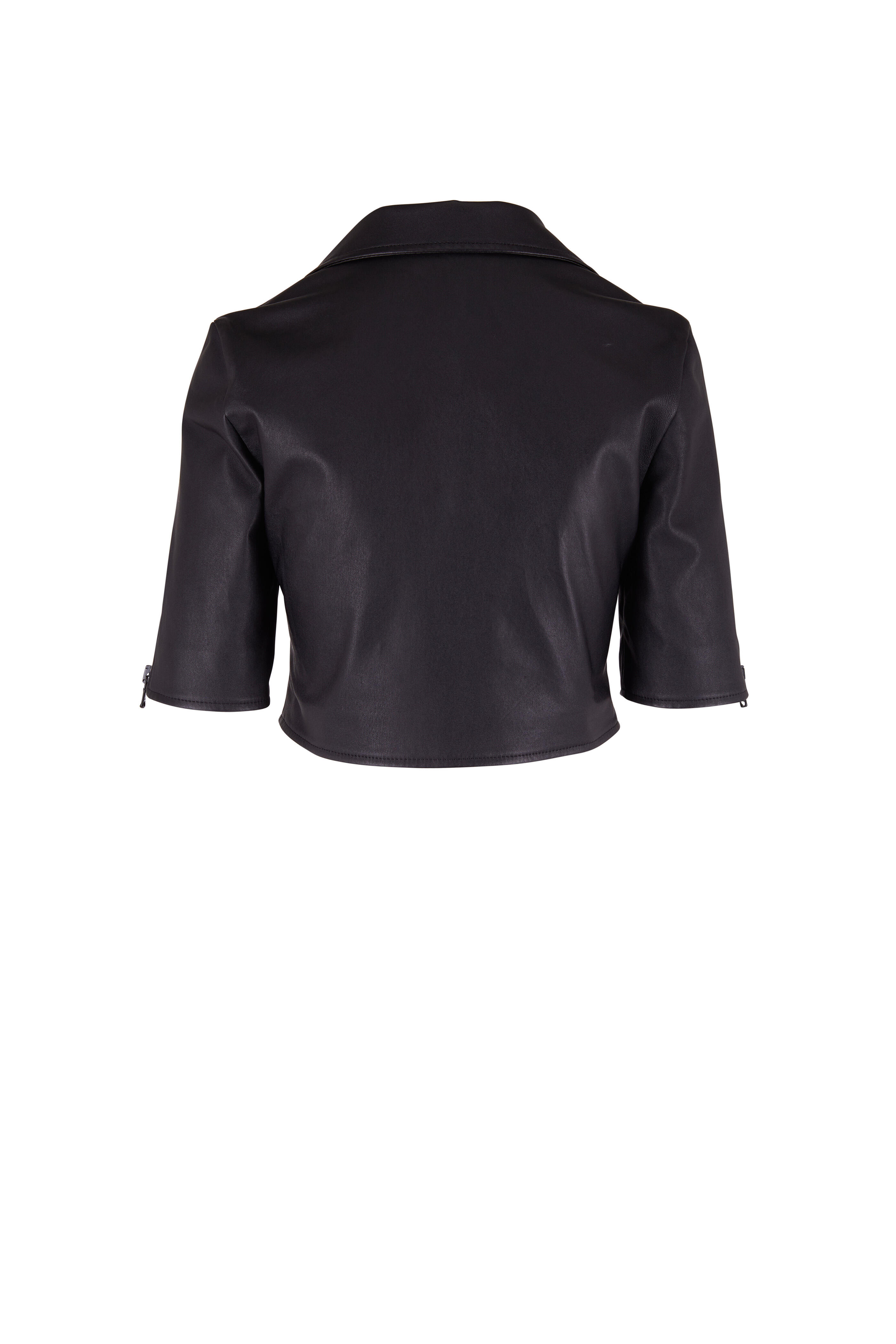 MA-1 IONSEOUL Ebonic Crop Leather MA-1 Jhaoyu Mens Shiny Patent Leather Motorcycle Style Crop