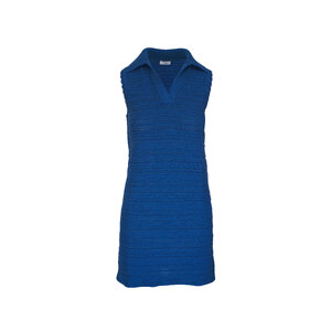 アクリス　AKRIS punto ブルードレス Akris Punto - Medium Blue Silk Textured Dress | Mitchell Stores