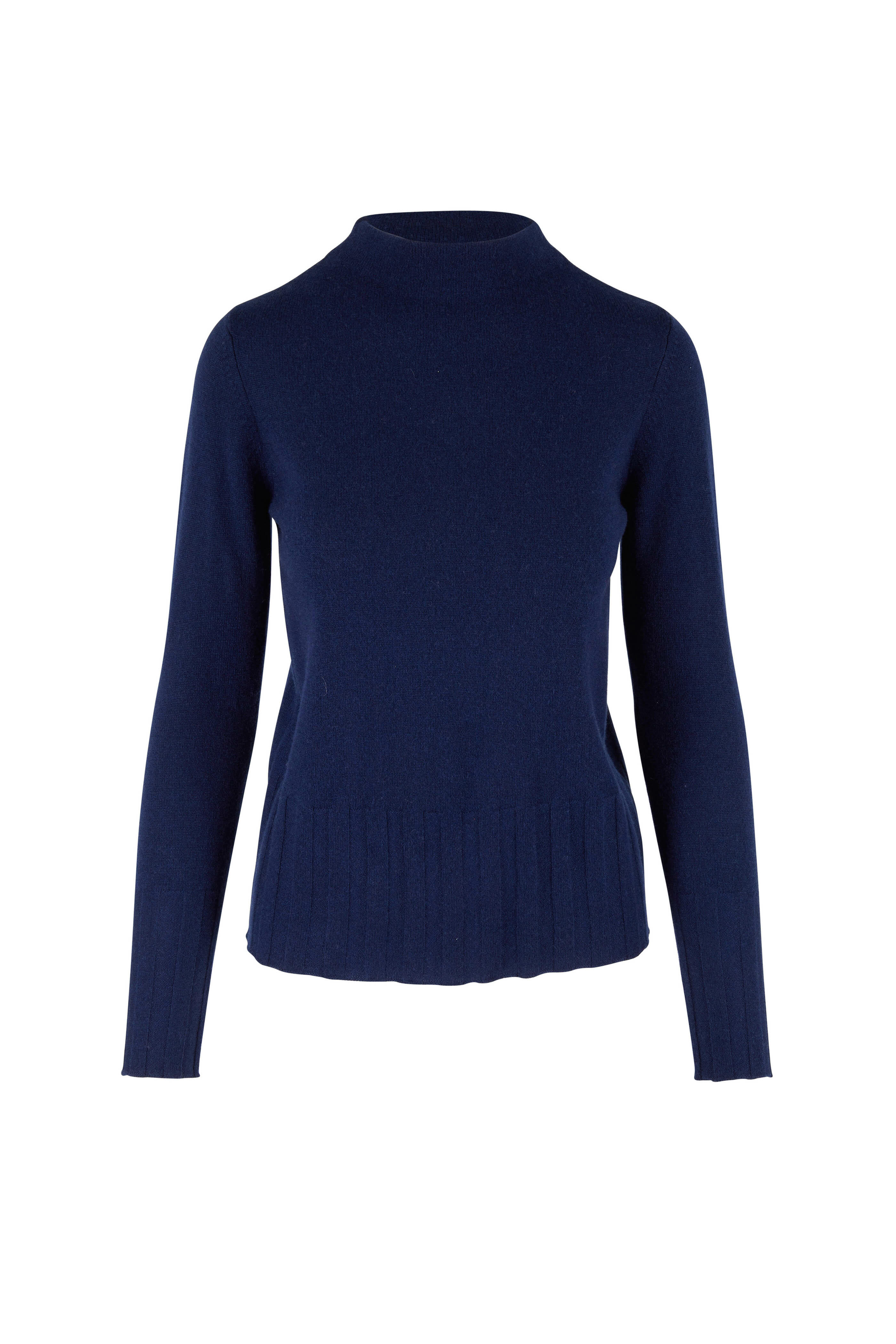 Kinross - Navy Cashmere Funnel Neck Sweater | Mitchell Stores
