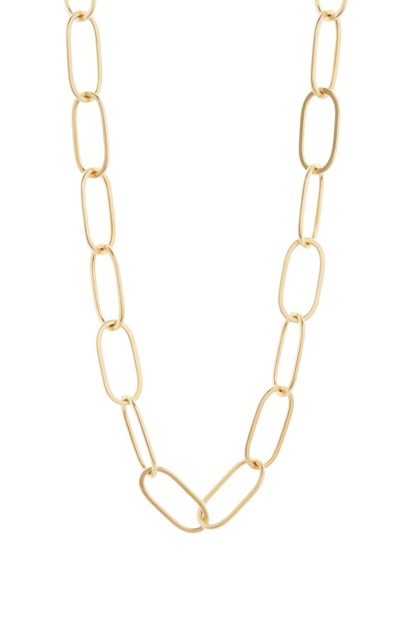 Caroline Ellen - Yellow Gold Flattened Paperclip Chain Necklace