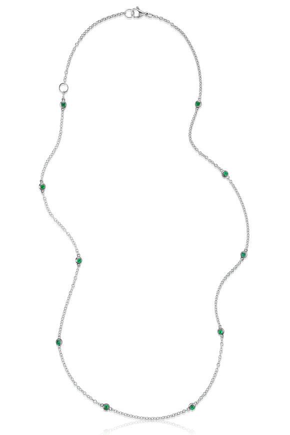 Nam Cho 18k White Gold Emerald Station Necklace