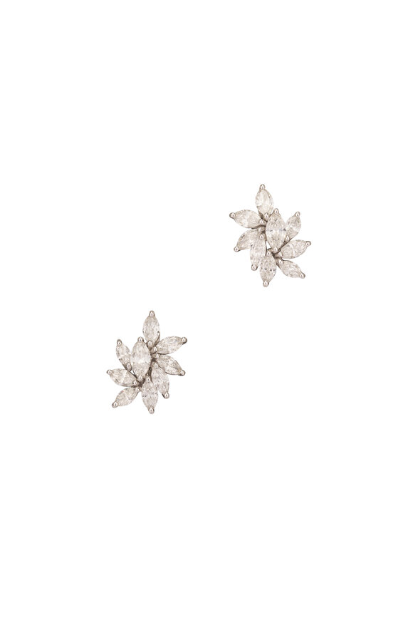 ZYDO 18k White Gold Diamond Flower Stud - view 1