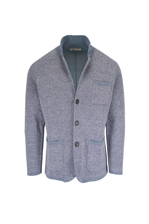 Maurizio Baldassari Vanise Blue Linen, Cotton & Silk Knit Jacket - view 1