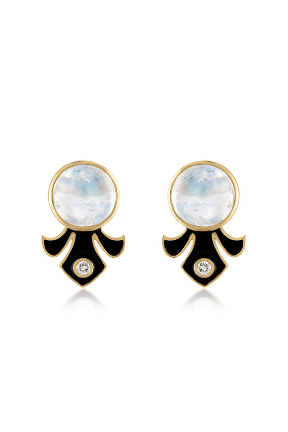 Loriann 14k Yellow Gold Enamel & Diamond Magdalena Earring
