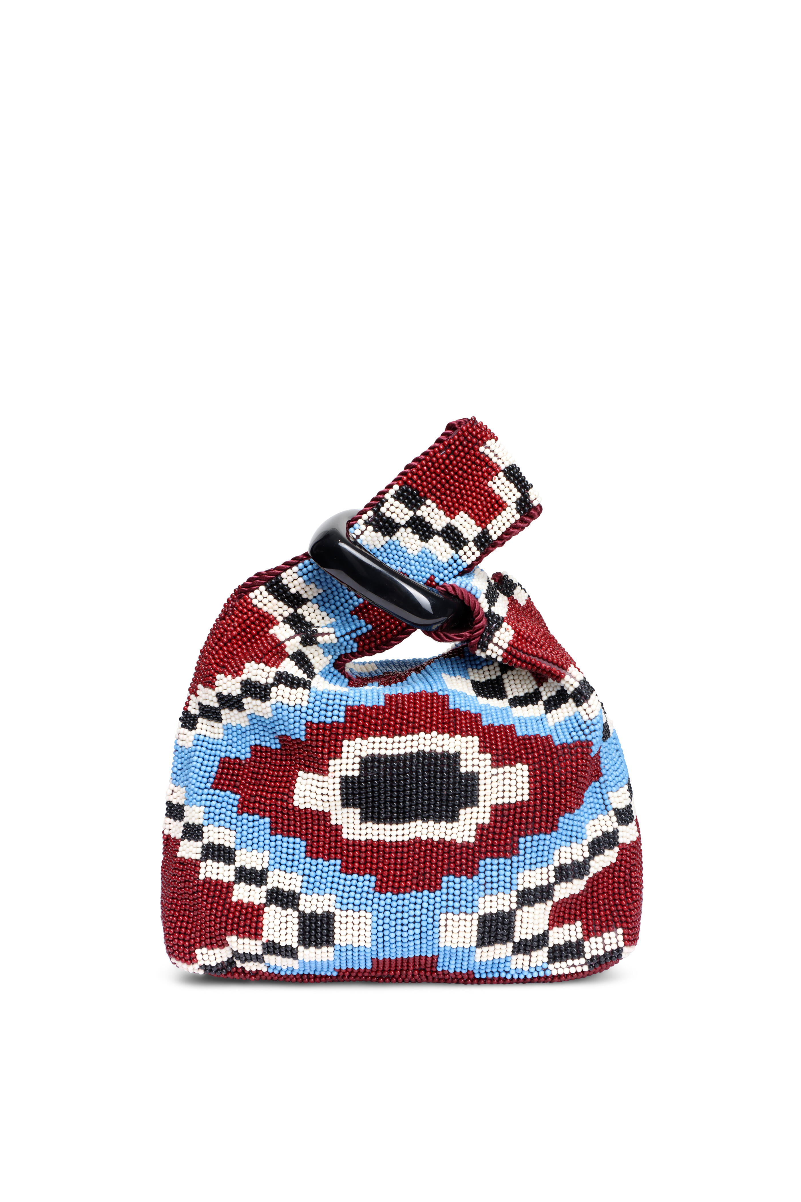 Veronica Beard - Red Beaded Swing Top Handle Clutch