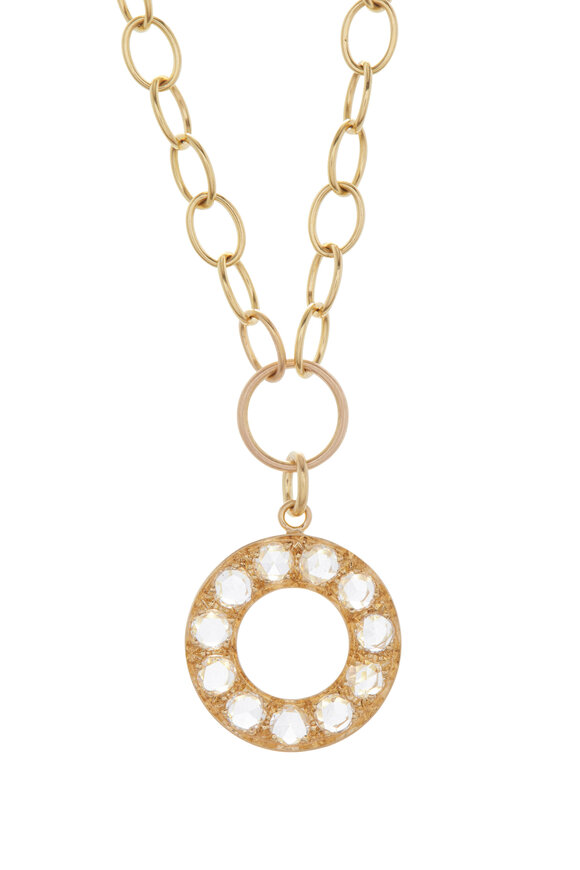 Caroline Ellen - Diamond Circle Pendant Necklace