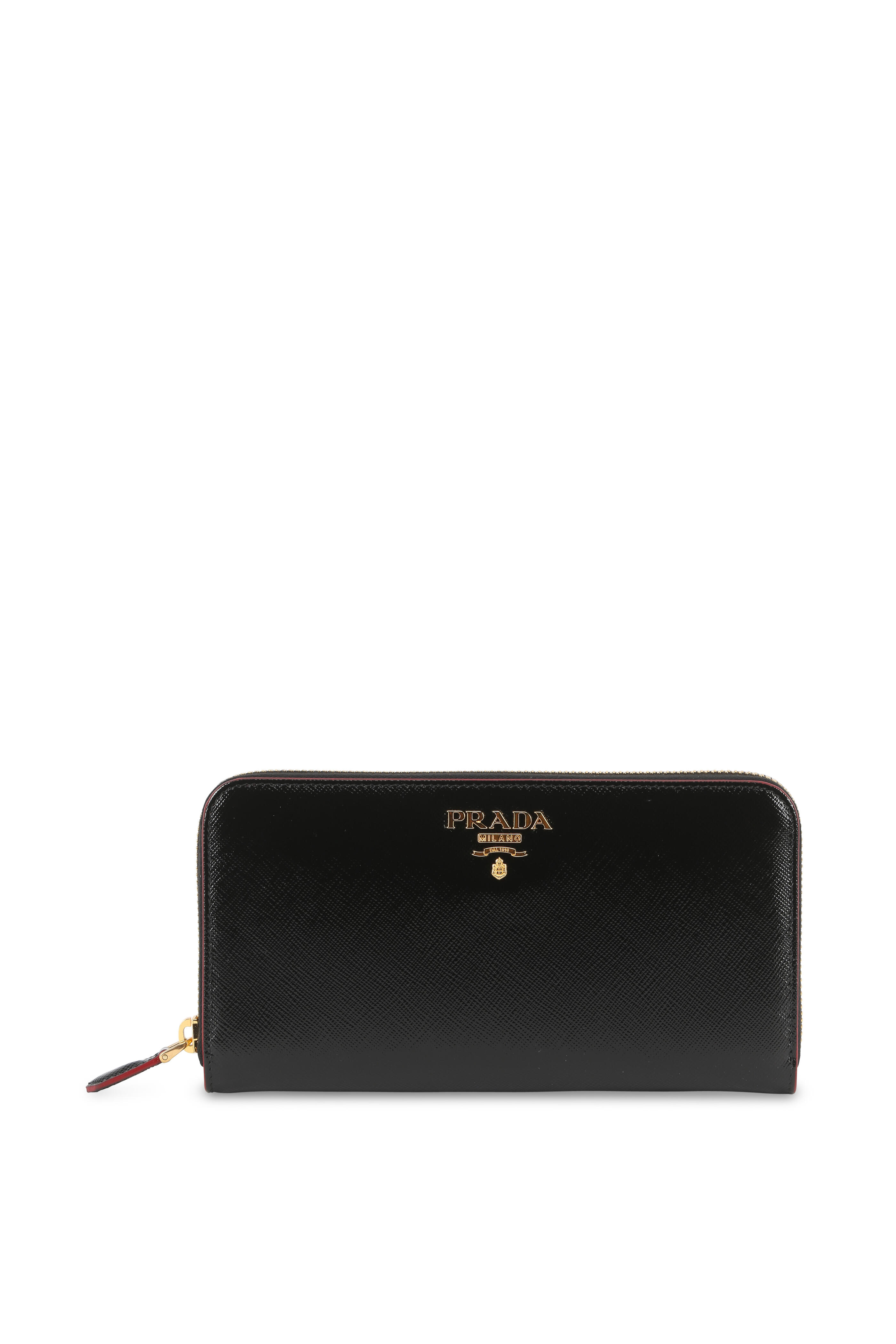 【PRADA】SAFFIANO LEATHER CONTINENTAL WALLET Prada - Black Saffiano Leather Continental Wallet