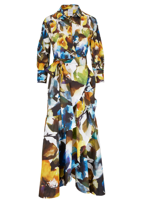 Sara Roka - Madlyn Watercolor Floral Wrap Maxi Dress