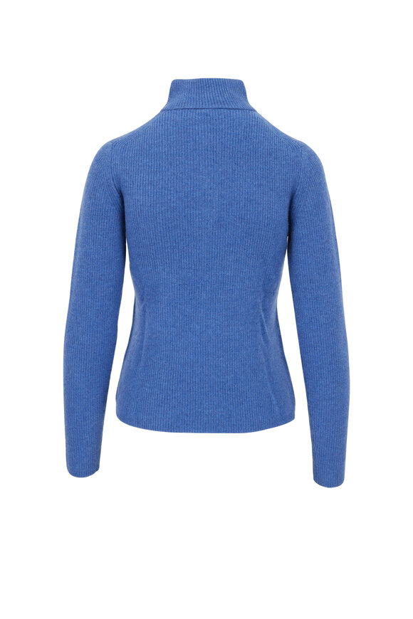 Kinross - Indigo Cashmere Mockneck Quarter Zip Pullover 