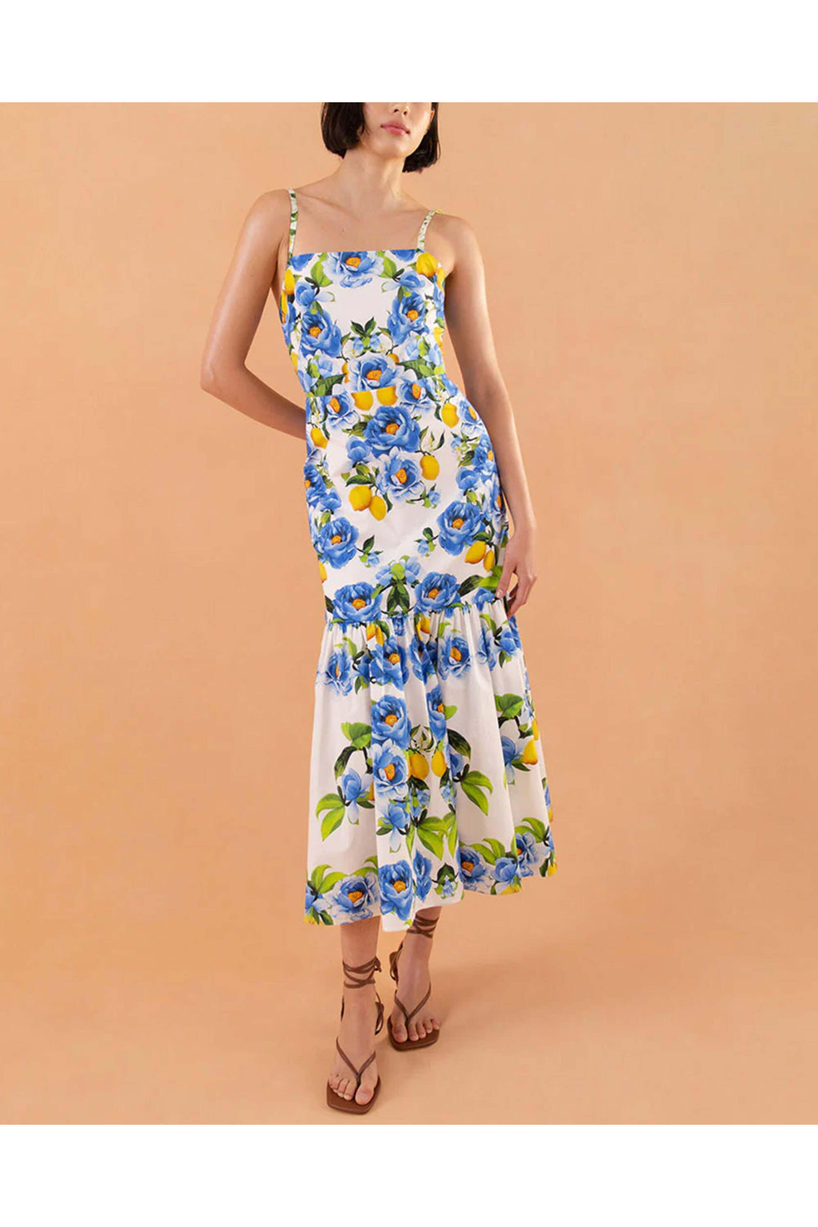 Borgo De Nor - Blue Peonia Corniela Midi Dress