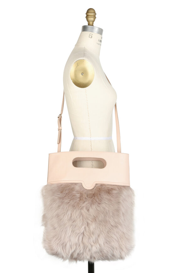 Agnona - Nude Leather & Mixed Fur Tote