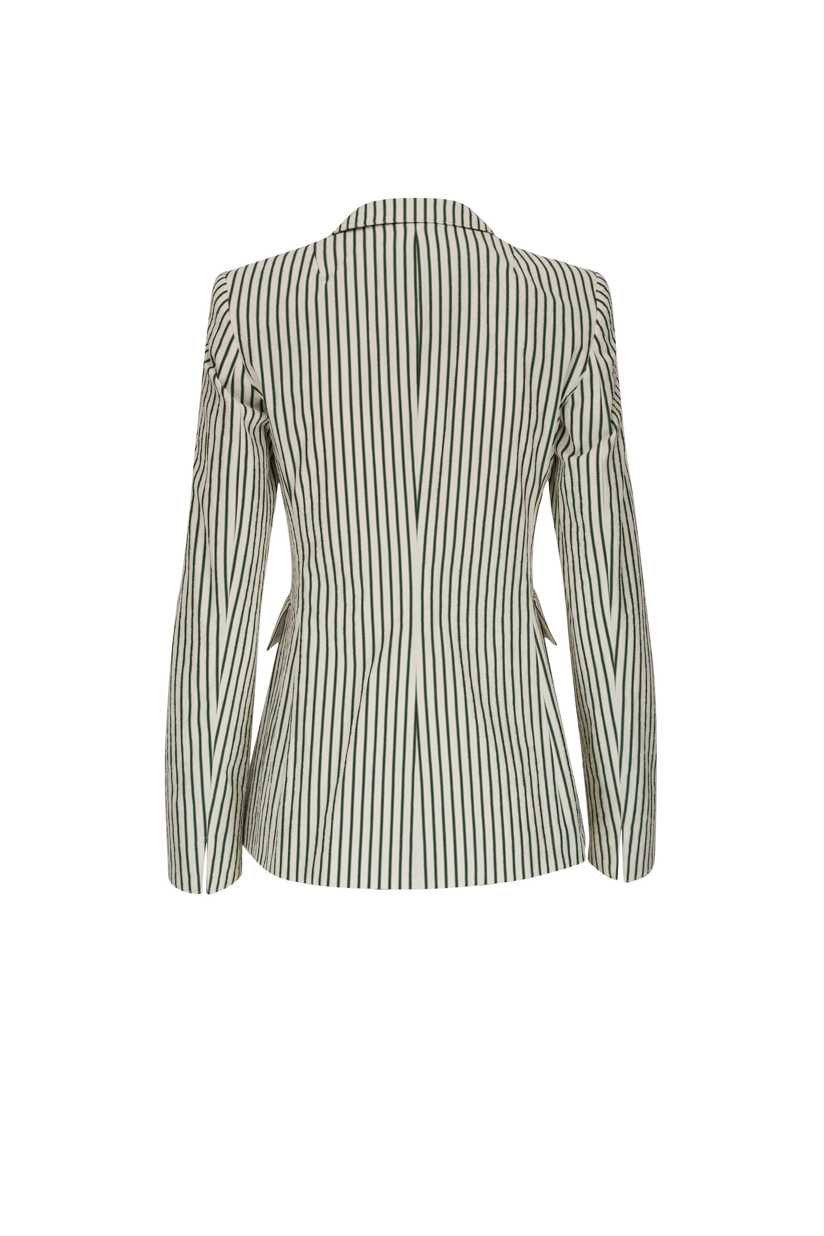 Akris Punto - Cream & Green Stripe Seersucker Jacket