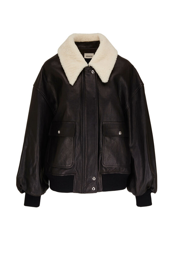 Khaite - Shellar Black Leather & Shearling Jacket 