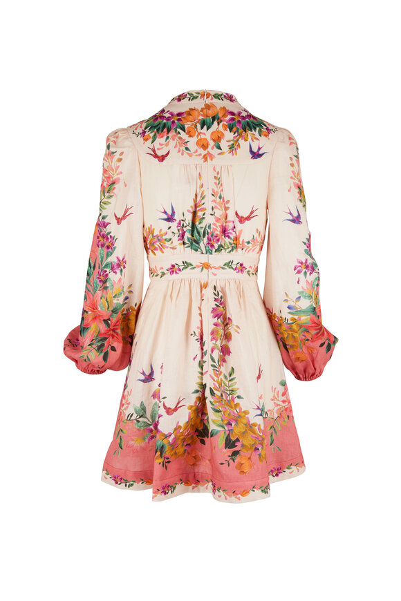 Zimmermann - Tropicana Ivory & Pink Floral Mini Dress 