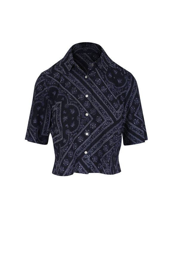 Veronica Beard Leandra Navy Paisley Top - view 1