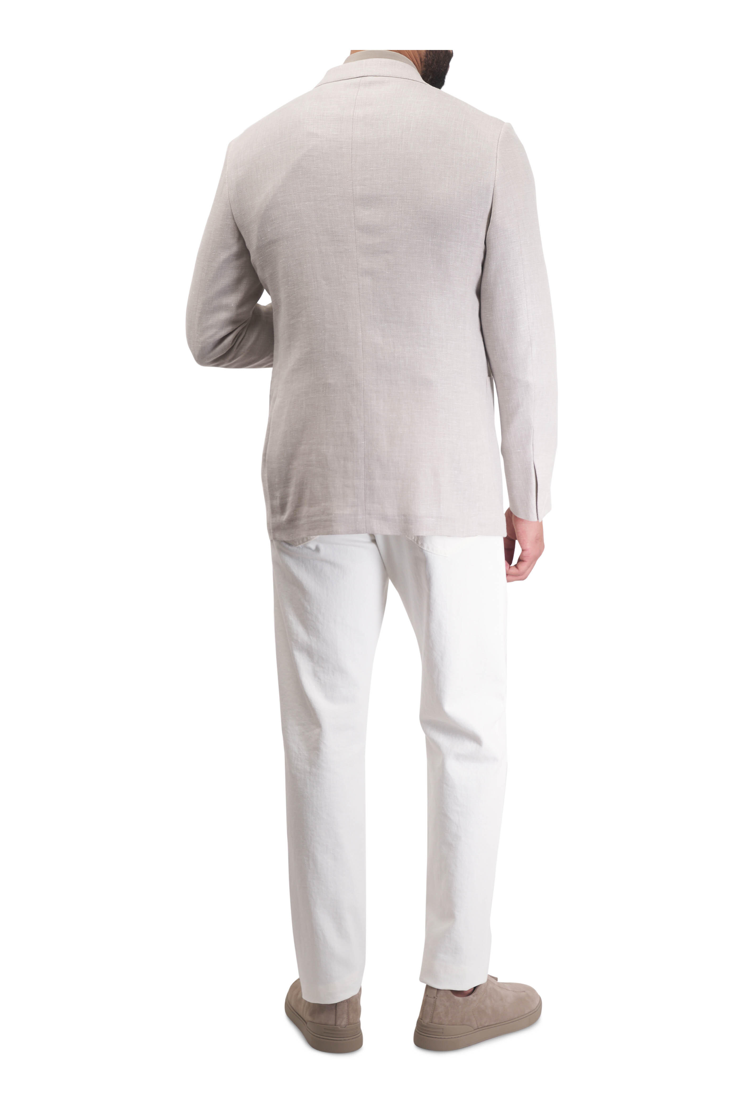 Zegna - Solid Stone Fancy Linen, Wool & Silk Sportcoat