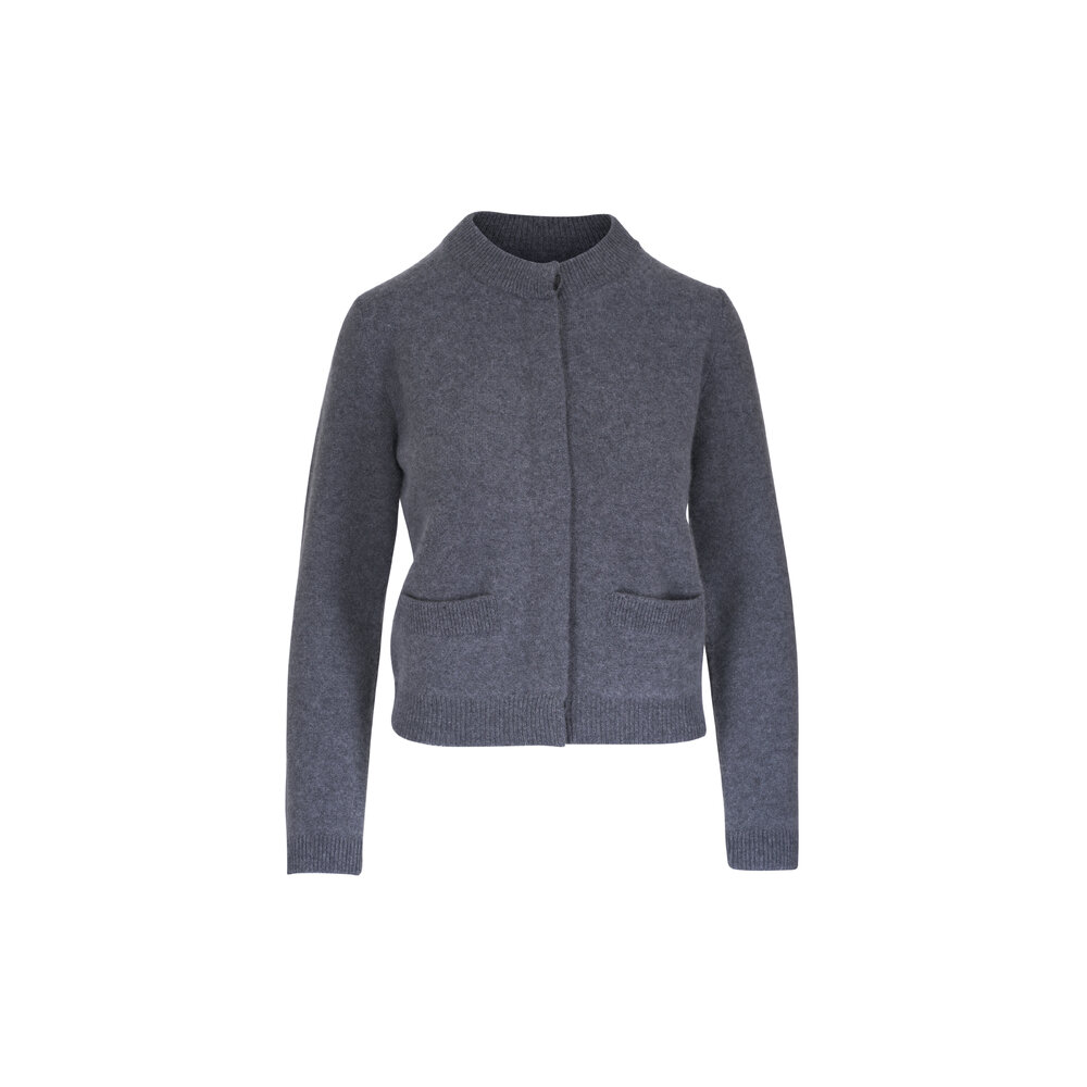 Vince - Heather Graphite Plush Cashmere Shrunken Cardigan