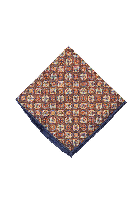 Kiton Yellow Paisley Reversible Pocket Square - view 2