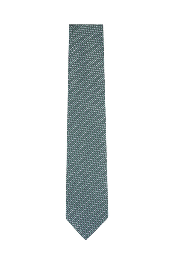Brioni Green Diamond Silk Necktie - view 1